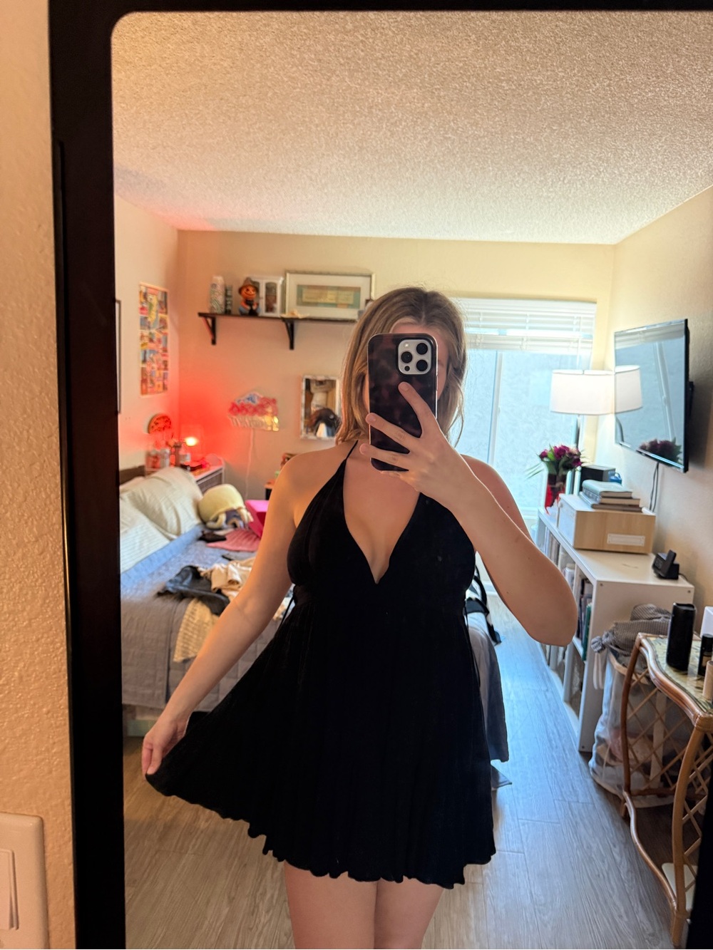 Black Halter Babydoll Dress
